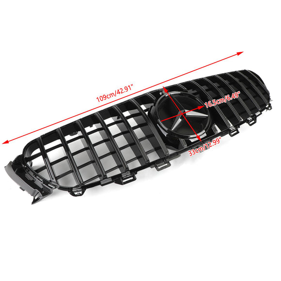 2016-2019 Mercedes Benz W213 E-Class E200 E300 E400 E43 GTR Style Grill Front Glossy Black Grille With Star Emblem