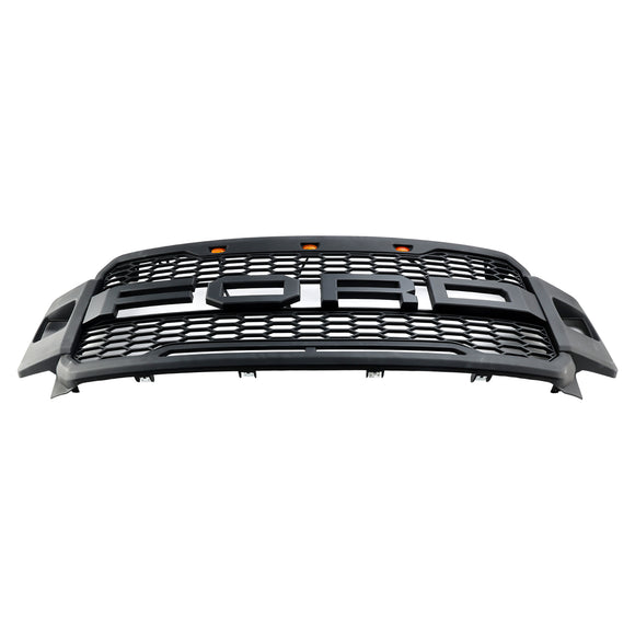 Raptor-Kühlergrill für 2017–2019 Ford F250/F350/F450/F550, Frontstoßstange, Waben-Schwarzgrill mit LED & Brief