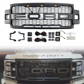 2017–2019 Ford F250 F350 F450 F550 Super Duty Raptor Style Frontstoßstangengrill, mattschwarzer Kühlergrill