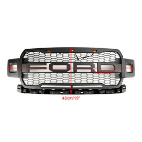 2018–2020 Ford F-150 Raptor Style Ersatz-Frontstoßstangengrill, schwarzer Kühlergrill mit LED - 0