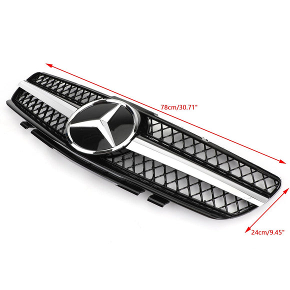 Mercedes Benz 2002-2006 R230 SL Class SL350/500/600/SL55/65 1 Fin Star Grill black Chrome Grille