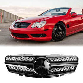 Comprar negro Mercedes Benz 2002-2006 R230 SL Class SL350/500/600/SL55/65 1 Fin Star Grill negro cromado