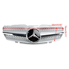 2002-2006 Mercedes Benz Clase SL R230 SL350/500/600/SL55/65 Parrilla superior del parachoques delantero Parrilla cromada plateada - 0