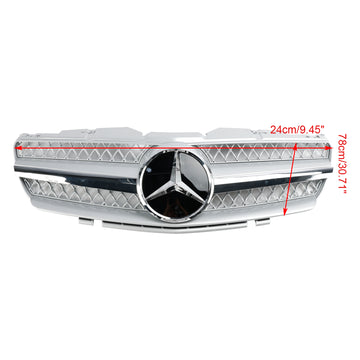2002–2006 Mercedes Benz SL-Klasse R230 SL350/500/600/SL55/65 Frontstoßstange, oberer Grill, silberfarbener Chrom-Grill - 0