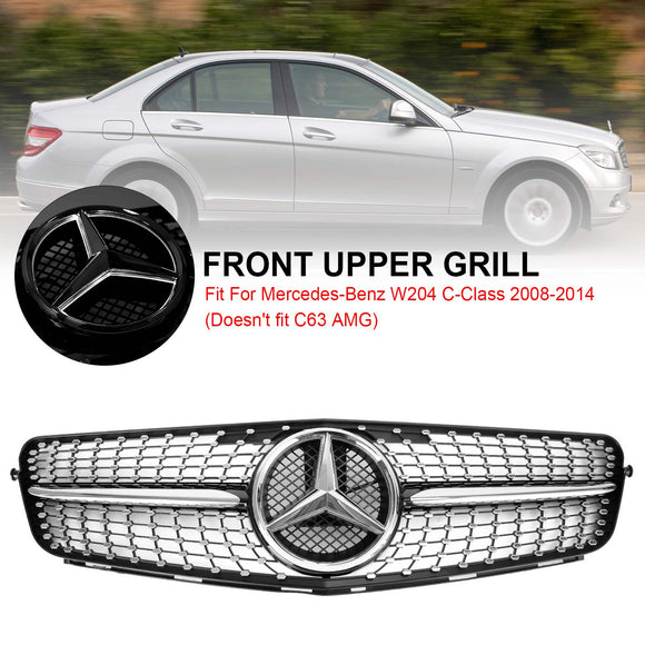 Mercedes Benz Classe C W204 Griglia anteriore Diamond 2008-2014 Griglia cromata di ricambio con emblema a stella a LED