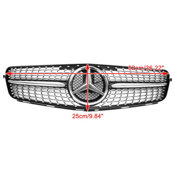 Mercedes Benz C-Klasse W204 Diamant-Frontgrill 2008–2014, Ersatz-Chromgrill mit LED-Stern-Emblem - 0