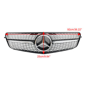 Mercedes Benz Clase C 2008-2014 W204 Parrilla delantera cromada negra diamante C200 C230 C250 C300 C350 - 0