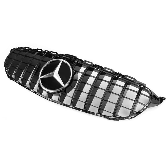 Mercedes Benz Clase C 2019-2021 W205 C205 A205 C200/250/300/200d/C43 Parrilla negra con cámara Parrilla estilo GTR