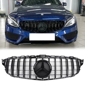 Mercedes Benz C-Klasse 2015 2016 2017 2018 W205 C205 GT Style Kühlergrill, Frontstoßstange, glänzend schwarzer Grill