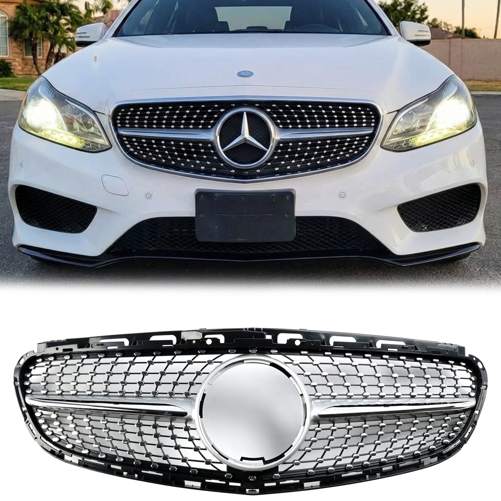 Mercedes Benz E-Class W212 2013 2014 2015 2016 Diamond Style Grill