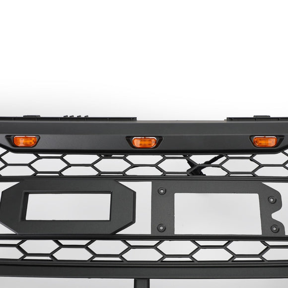 2016-2017 Ford Explorer Base/XLT/Limited/Platinum/Sport Grille de pare-chocs supérieure de remplacement noire avec lumières