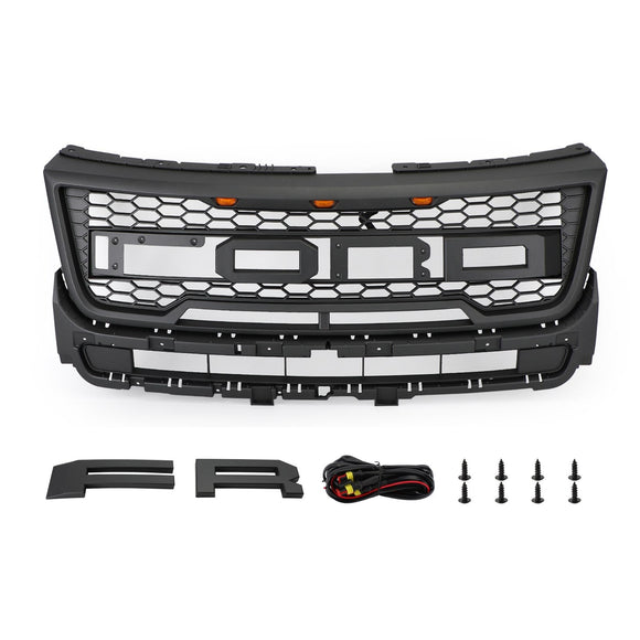 2016-2017 Ford Explorer Base/XLT/Limited/Platinum/Sport Grille de pare-chocs supérieure de remplacement noire avec lumières