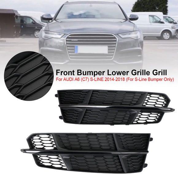 Audi A6 C7 S-Line Pare-chocs 2016-2018 Grille de pare-chocs avant 4G0807681AN 4G0807682AN Grille inférieure Noir Chrome Générique