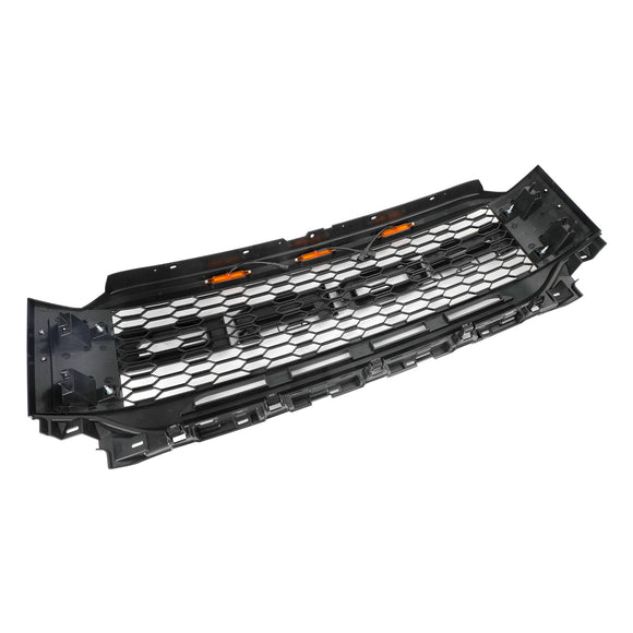 Ford F150 2021 2022 2023 Parrilla estilo Raptor Parachoques delantero Parrilla negra mate en forma de panal con luz LED