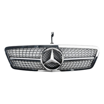 2001–2007 Mercedes-Benz C-Klasse W203 4-türiger Schwarz/Chrom-Grill, Ersatz-Frontstoßstangengrill - 0