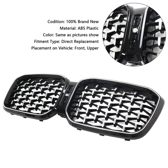 BMW X3 G01 / X4 G02 2022-2025 Black Kidney Front Grill Air Intake Radiator Bumper Grille W/ LED Strip Light