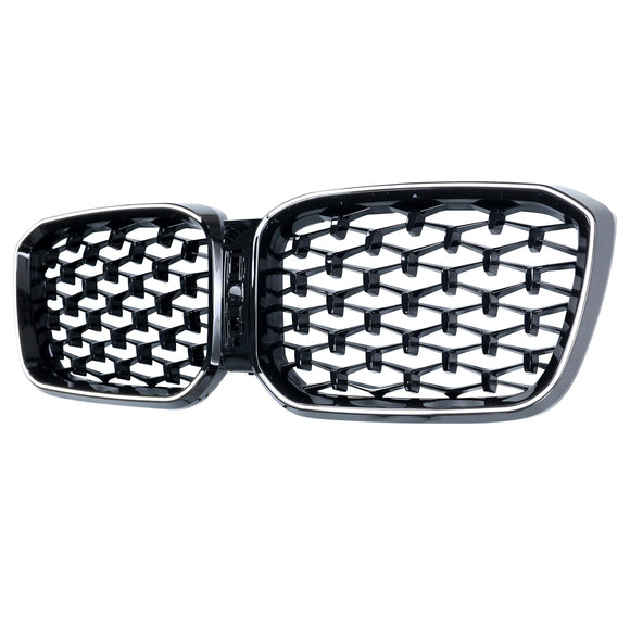 BMW X3 G01 / X4 G02 2022-2025 Black Kidney Front Grill Air Intake Radiator Bumper Grille W/ LED Strip Light