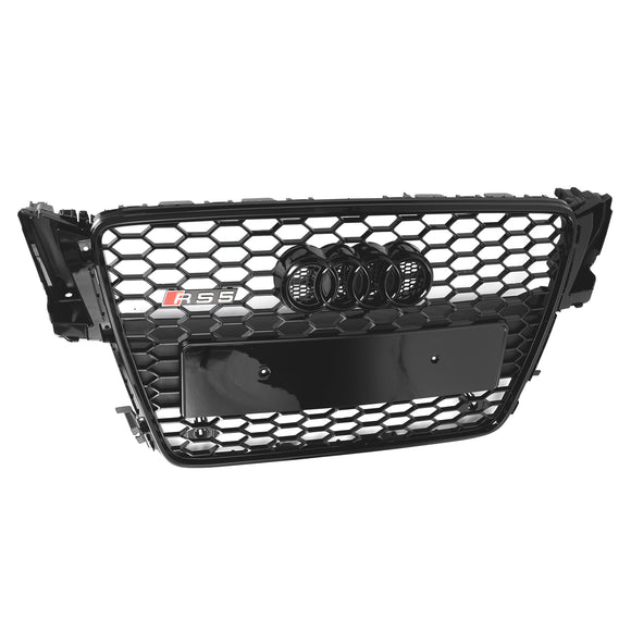 2008-2012 Audi A5 / S5 B8 RS5 Style Hood Honeycomb Sport mesh Grill Replacement Black Grille