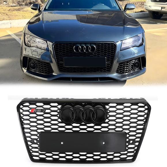 2010-2015 Audi A7/A7 S Line/S7 RS7 Style calandre nid d'abeille sport pare-chocs avant calandre noire brillante