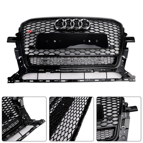 Audi Q5 SQ5 2013-2017 Parrilla de parachoques delantero de panal estilo RSQ5 negro brillante