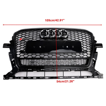 Audi Q5 SQ5 2013-2017 Gloss Black RSQ5 Style Grille Honecomb Front Bumper Grill - 0