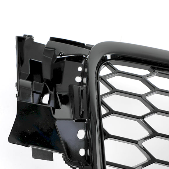 Parrilla hexagonal de malla de panal estilo Audi A4/A4 Avant B8 RS4 2008-2012, rejilla negra brillante + rejilla de luz antiniebla