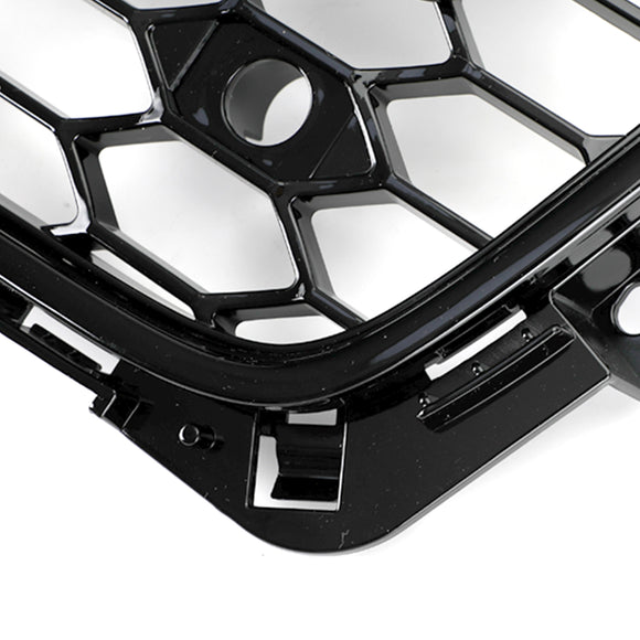 Parrilla hexagonal de malla de panal estilo Audi A4/A4 Avant B8 RS4 2008-2012, rejilla negra brillante + rejilla de luz antiniebla