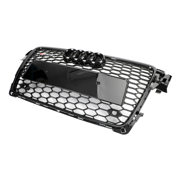 Parrilla hexagonal de malla de panal estilo Audi A4/A4 Avant B8 RS4 2008-2012, rejilla negra brillante + rejilla de luz antiniebla