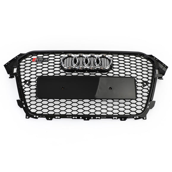 Audi A4/A4 S Line/S4 B8.5 2012 2013 2014 2015 2016 Estilo RS4 Parrilla negra brillante Malla de nido de abeja Parrilla delantera hexagonal deportiva con emblema