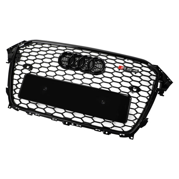 2012–2016 Audi A4/A4 Sline/S4 Grill RS4 Style Mesh Frontstoßstange glänzend schwarzer Grill mit Ringemblem
