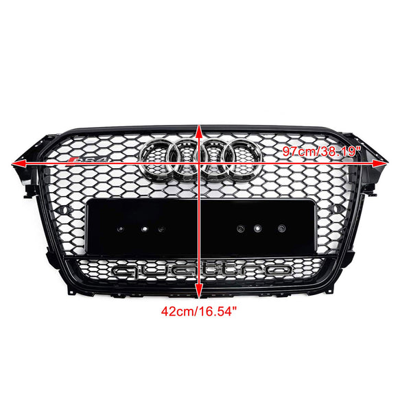 Audi A4/A4 S Line/S4 B8.5 2012 2013 2014 2015 2016 Estilo RS4 Parrilla negra brillante Malla de nido de abeja Parrilla delantera hexagonal deportiva con emblema