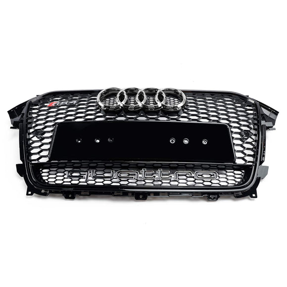 Audi A4/A4 S Line/S4 B8.5 2012 2013 2014 2015 2016 Estilo RS4 Parrilla negra brillante Malla de nido de abeja Parrilla delantera hexagonal deportiva con emblema