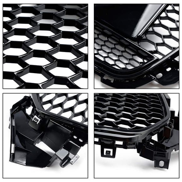 Audi A4/A4 S Line/S4 B8.5 2012 2013 2014 2015 2016 Estilo RS4 Parrilla negra brillante Malla de nido de abeja Parrilla delantera hexagonal deportiva con emblema