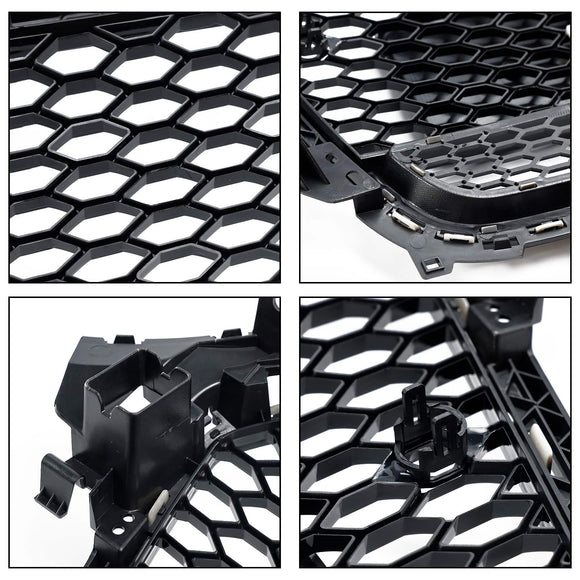 2012-2016 Audi A4/A4 Sline/S4 B8.5 Parrilla delantera estilo panal negro RS con emblema de anillo plateado