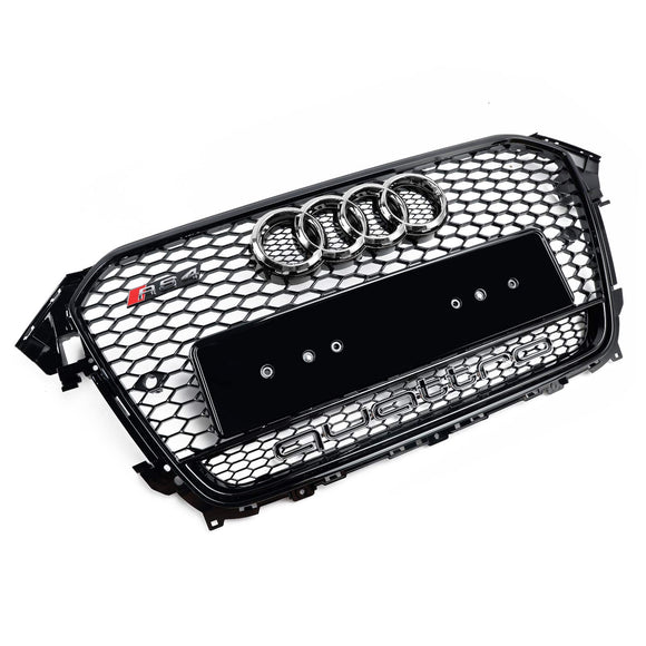 Audi A4/A4 S Line/S4 B8.5 2012 2013 2014 2015 2016 Estilo RS4 Parrilla negra brillante Malla de nido de abeja Parrilla delantera hexagonal deportiva con emblema