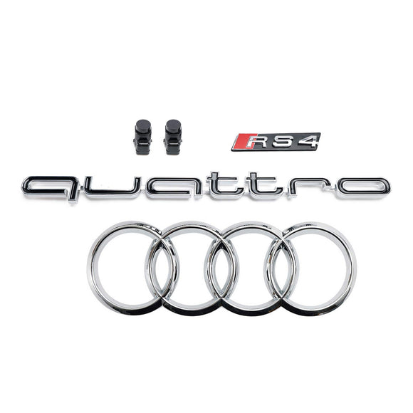 2012-2016 Audi A4/A4 Sline/S4 B8.5 Parrilla delantera estilo panal negro RS con emblema de anillo plateado