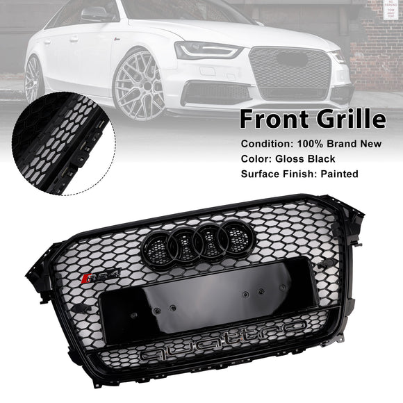 2013-2016  Audi A4 / A4 Sline / S4 RS4 Quattro Style Grill Front Bumper Black Grille W/ Black Emblem