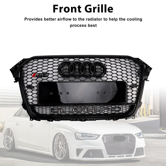 2013-2016  Audi A4 / A4 Sline / S4 RS4 Quattro Style Grill Front Bumper Black Grille W/ Black Emblem