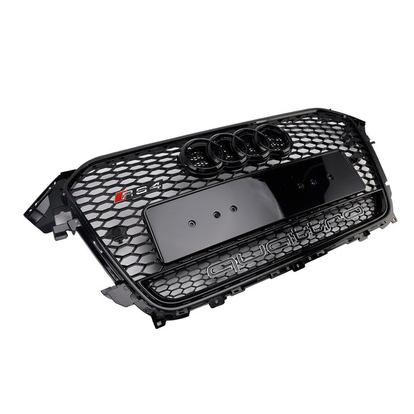 2013-2016  Audi A4 / A4 Sline / S4 RS4 Quattro Style Grill Front Bumper Black Grille W/ Black Emblem