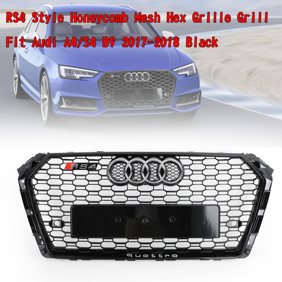 Audi A4/S4 B9 2016-2019 Griglia a nido d'ape RS4 Style Mesh Griglia esagonale sostitutiva Griglia nera