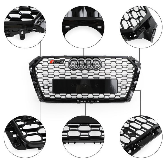 Audi A4/S4 B9 2016-2019 Griglia a nido d'ape RS4 Style Mesh Griglia esagonale sostitutiva Griglia nera