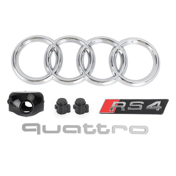 2016-2019 Audi A4/A4 S-Line/S4 B9 RS4 Stile Griglia a nido d'ape Griglia Paraurti anteriore Griglia nera lucida con emblema argento
