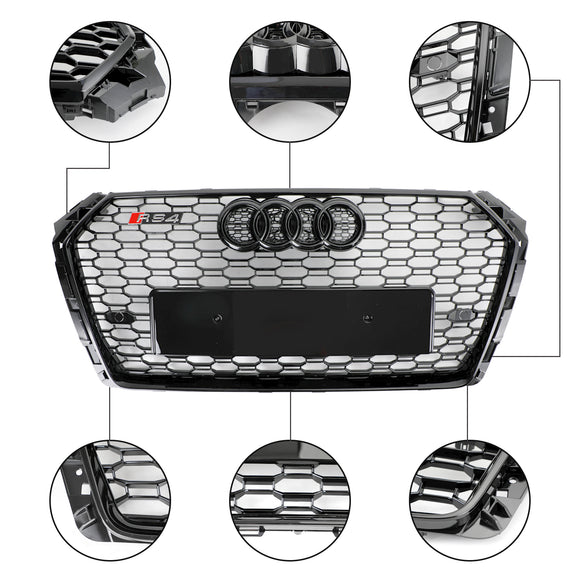 Audi A4/S4 B9 2016-2019 Griglia a nido d'ape RS4 Style Mesh Griglia esagonale sostitutiva Griglia nera