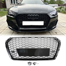 Audi A4/A4 S-Line/S4 B9 2016 2017 2018 2019 Parrilla de parachoques delantero estilo RS4 Rejilla de panal negra brillante