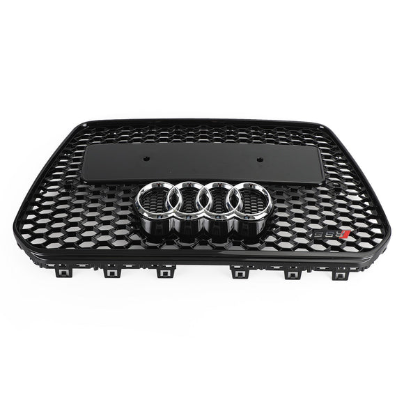 2012-2016 Audi A5 / A5 Sline / S5 B8.5 RS5 Style Honeycomb Front Bumper Grille With Silver Ring Emblem
