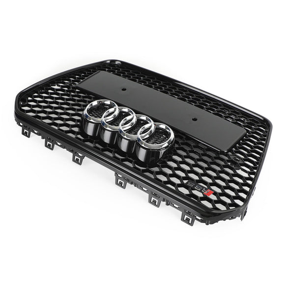 2012-2016 Audi A5 / A5 Sline / S5 B8.5 RS5 Style Honeycomb Front Bumper Grille With Silver Ring Emblem