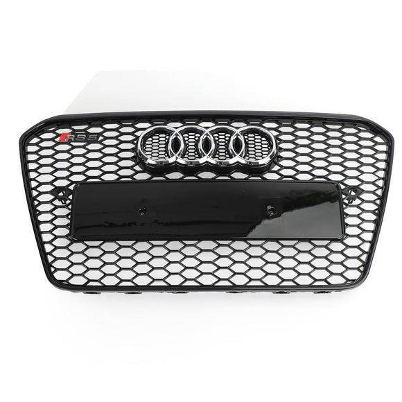 2012-2016 Audi A5 / A5 Sline / S5 B8.5 RS5 Style Honeycomb Front Bumper Grille With Silver Ring Emblem