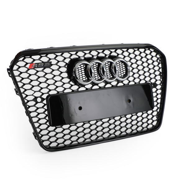 2012-2016 Audi A5 / A5 Sline / S5 B8.5 RS5 Style Honeycomb Front Bumper Grille With Silver Ring Emblem