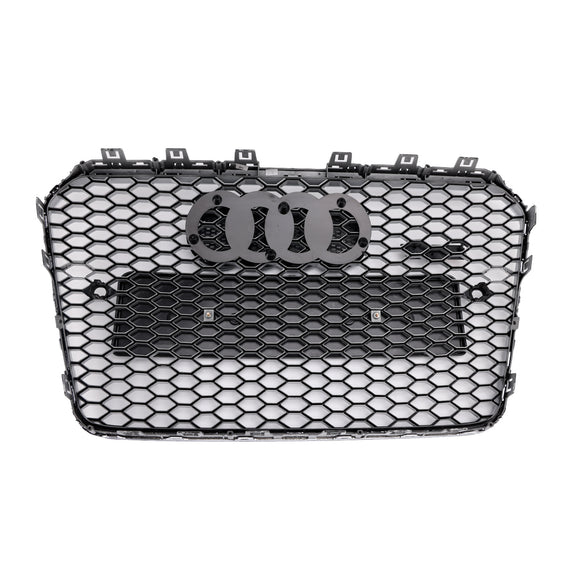Audi A5/S5 B8.5 2013-2016 RS5 Estilo Parrilla cromada Parrilla de parachoques delantero en forma de panal con emblema plateado