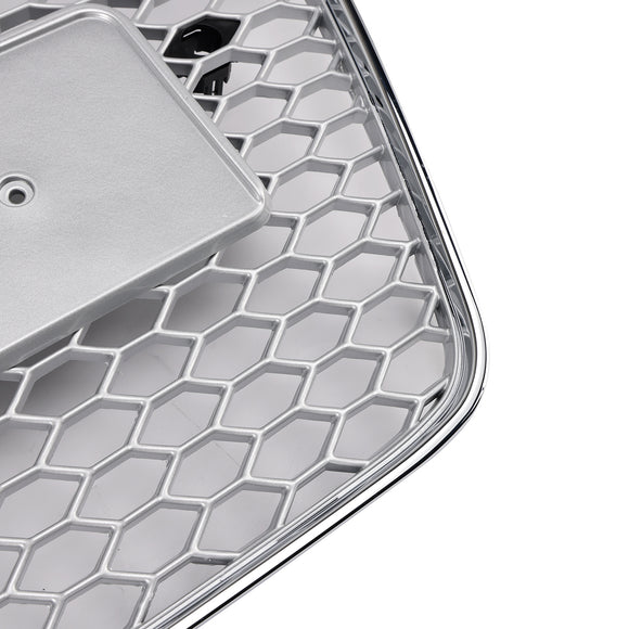Audi A5/S5 B8.5 2013-2016 RS5 Estilo Parrilla cromada Parrilla de parachoques delantero en forma de panal con emblema plateado
